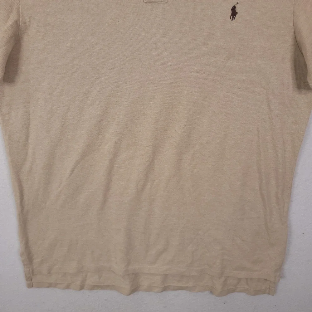 Polo Ralph Lauren Polo Shirt Mens 2XLT Tan Beige Short Sleeve Cotton Pique Pony